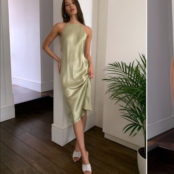 NWT Babaton Lato Dress Satin Halter Midi XS - Picture 10 of 15